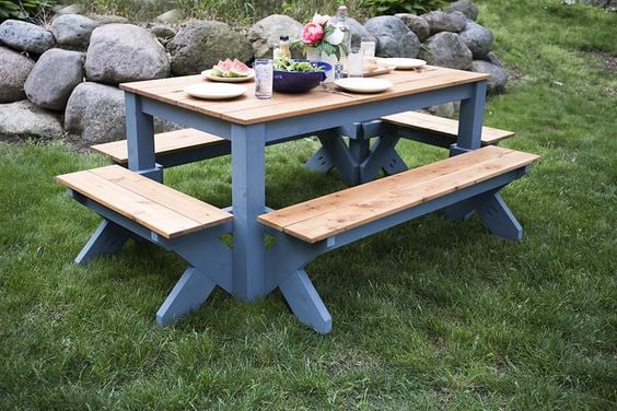 picnic table with seating on all 4 sides