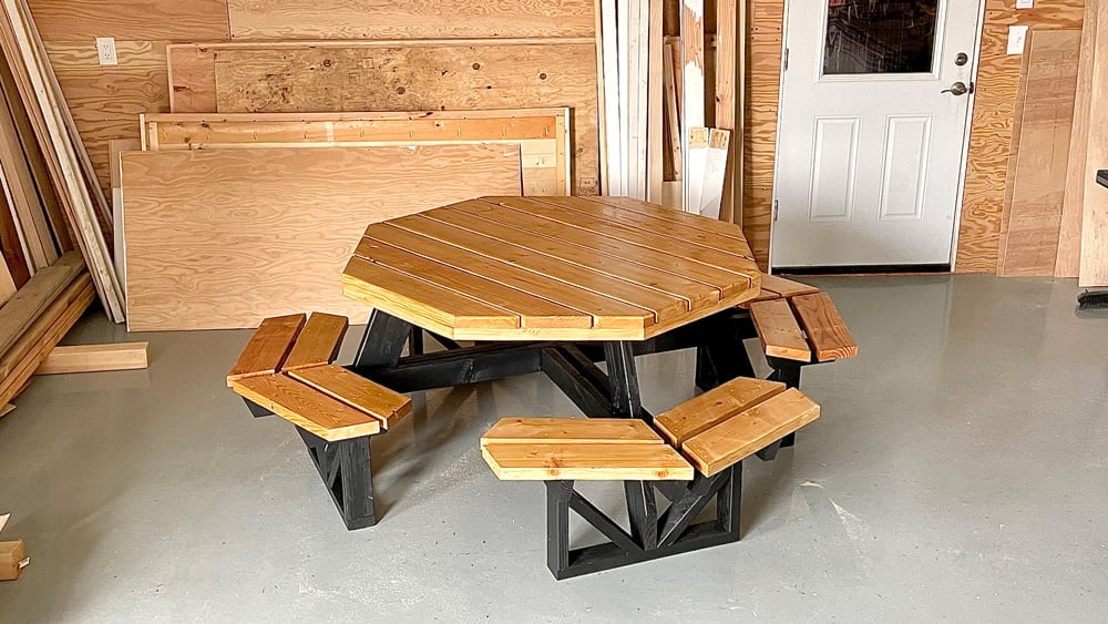 octagon picnic table with open seats