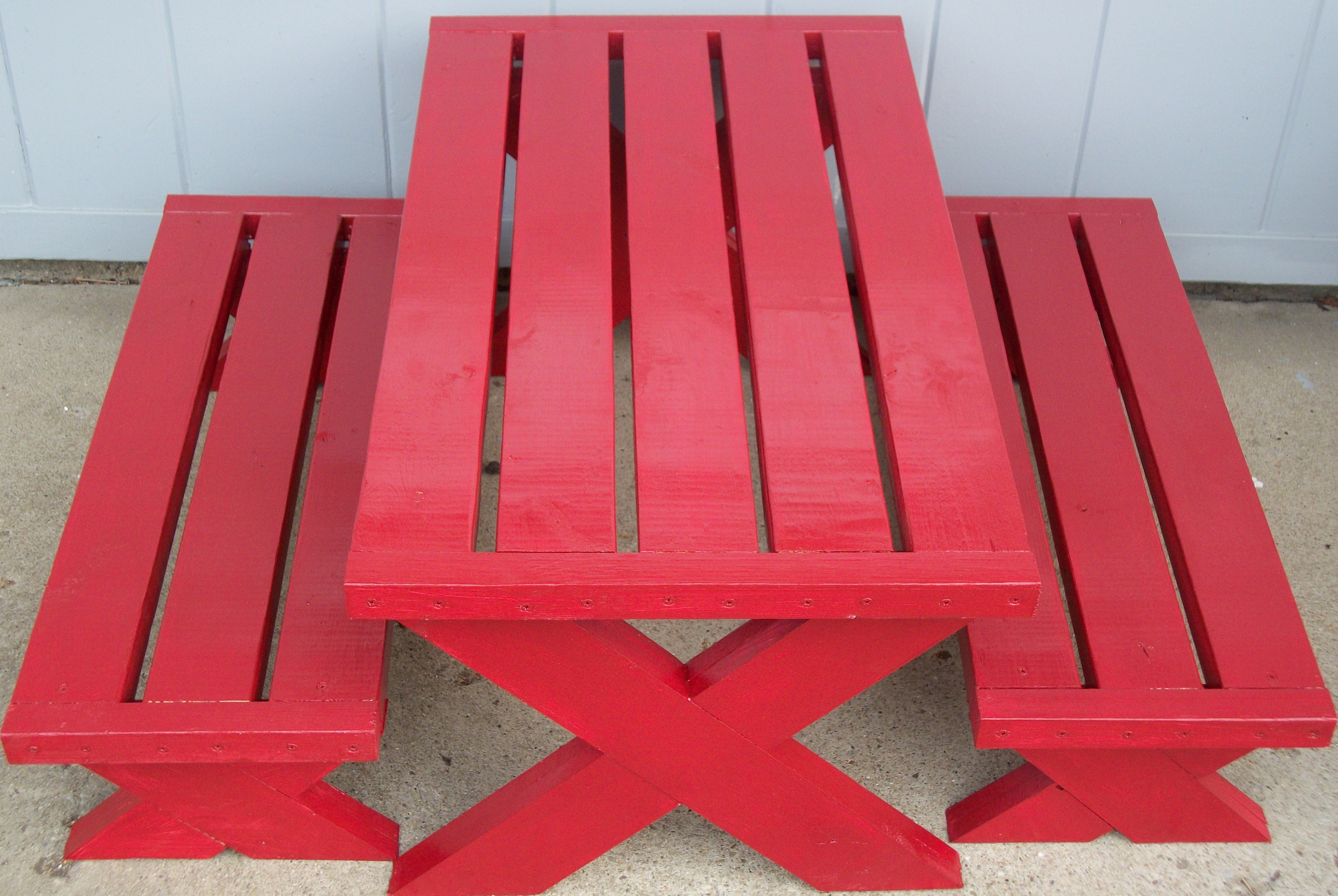 Build a modern childs picnic table or x benches