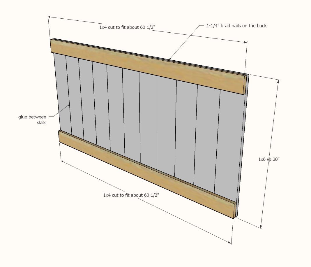 diagram showing the headboard panel pieces