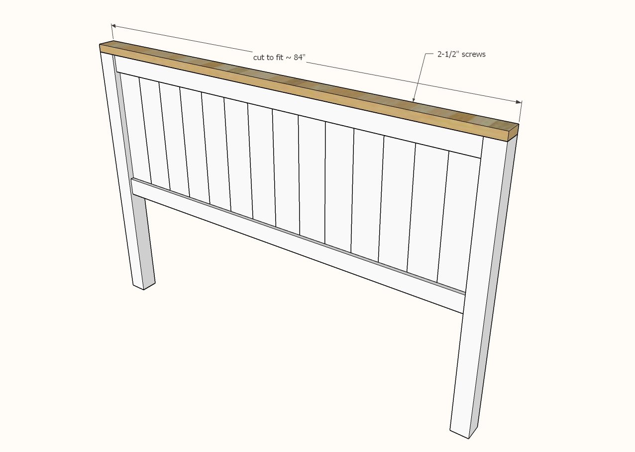 diagram showing 2x4 attaching to the headboard panel