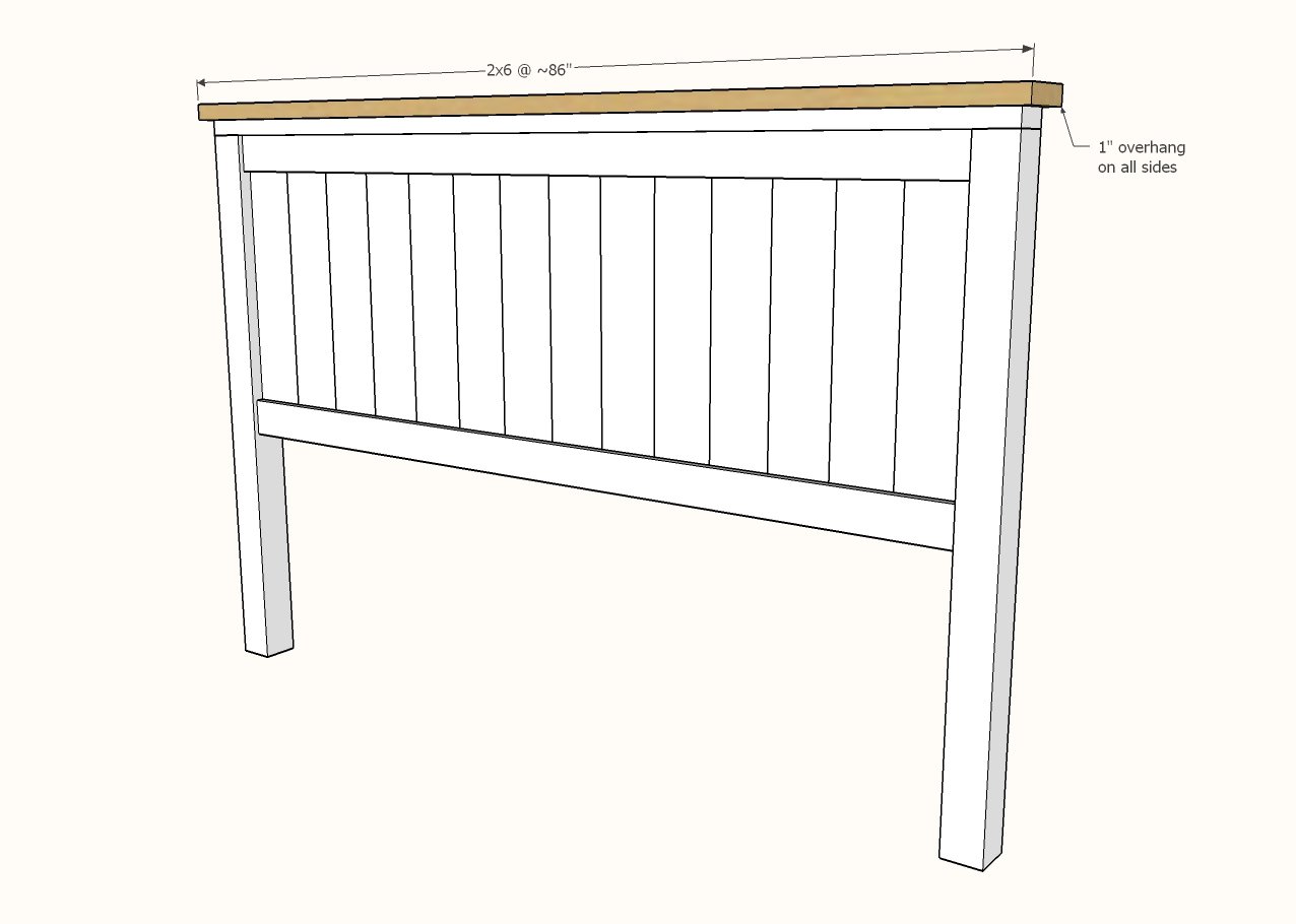diagram showing 2x6 attached to the headboard panel