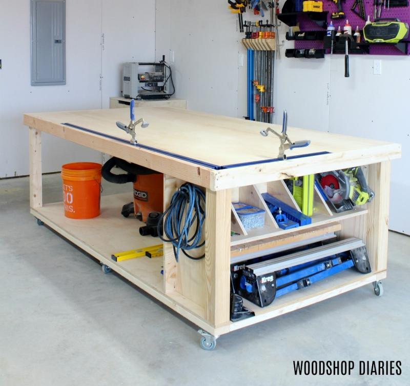 mobile workbench with clamp track system