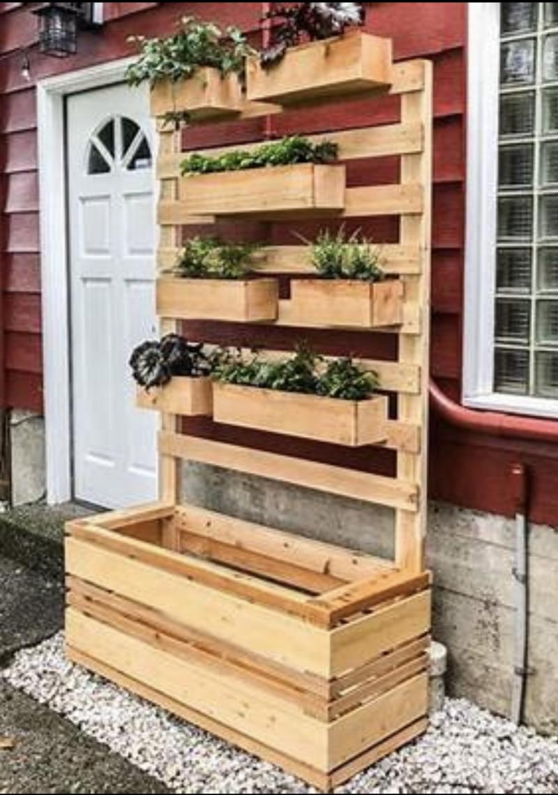 vertical planter with storage cedar storage planter