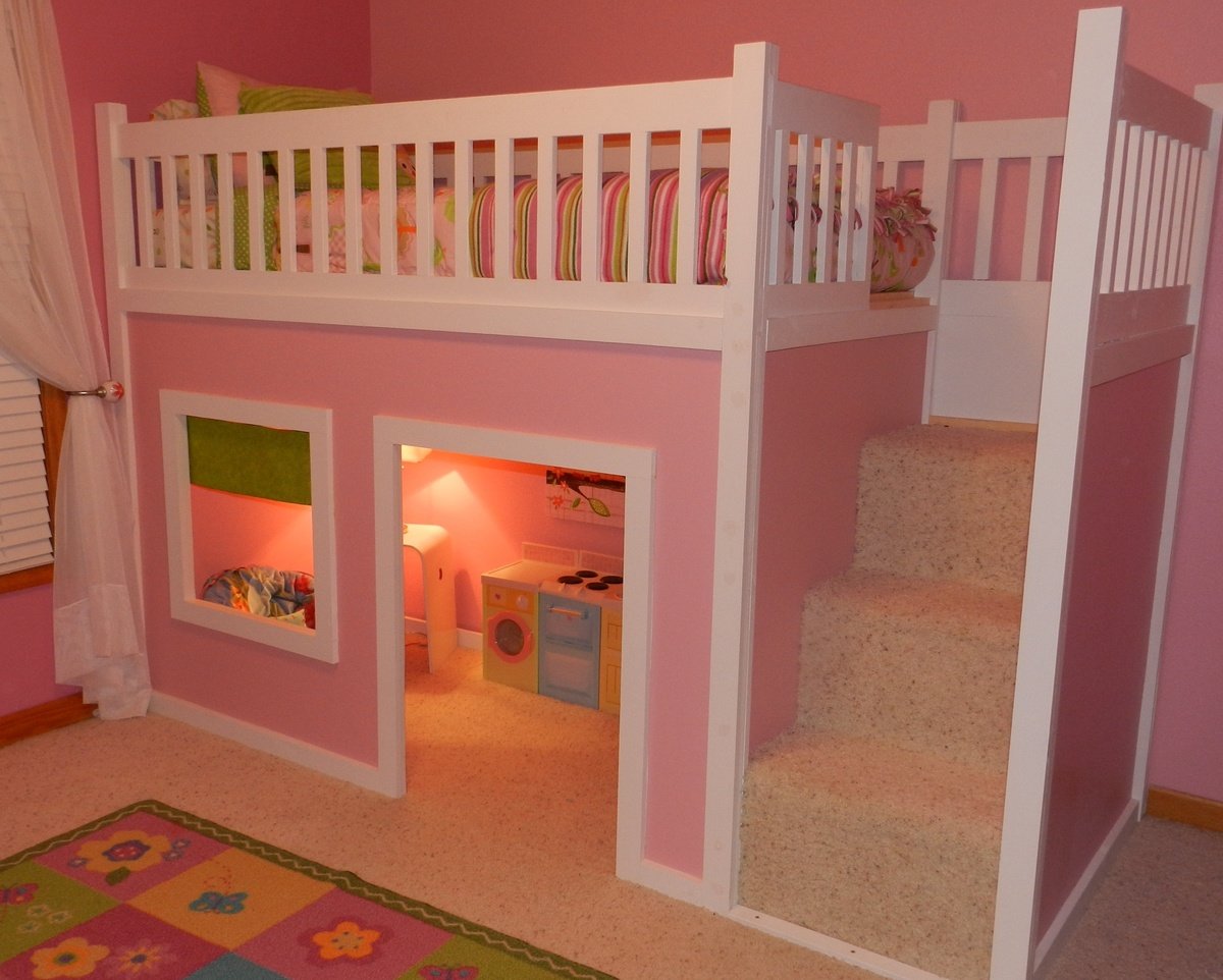 Playhouse Loft Bed with Stairs | Do It Yourself Home Projects from Ana ...