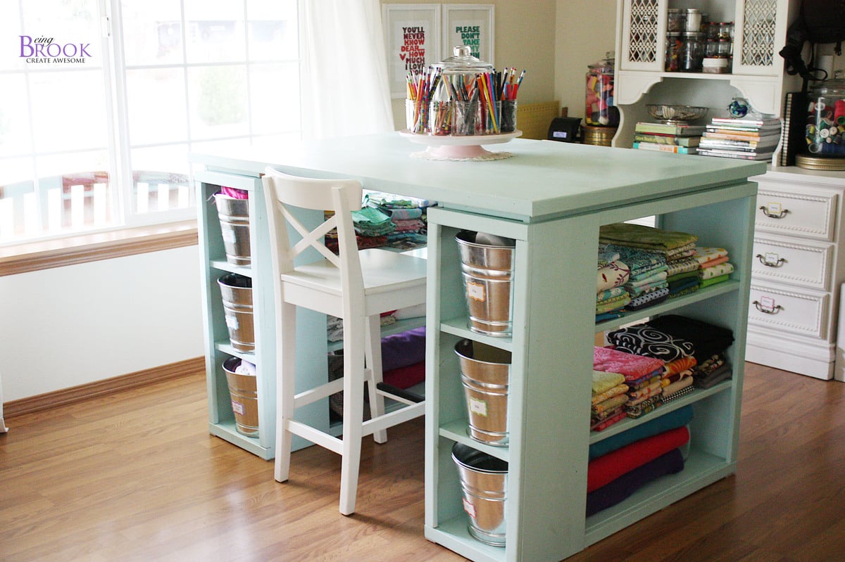 Modern Craft Table-Aqua | Do It Yourself Home Projects from Ana White