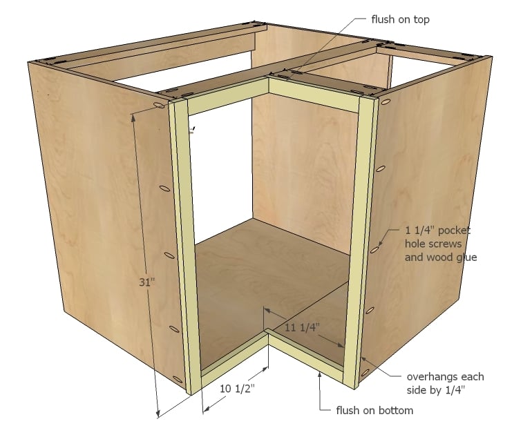 Ana White | 36" Corner Base Easy Reach Kitchen Cabinet - Basic Model 