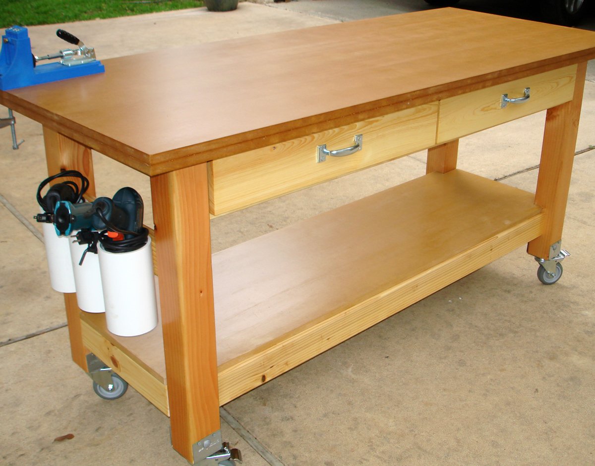 Rolling Workbench with "Drill Holders" | Ana White