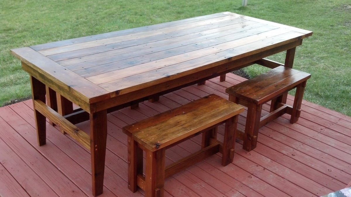 Rustic Farm Table with Benches