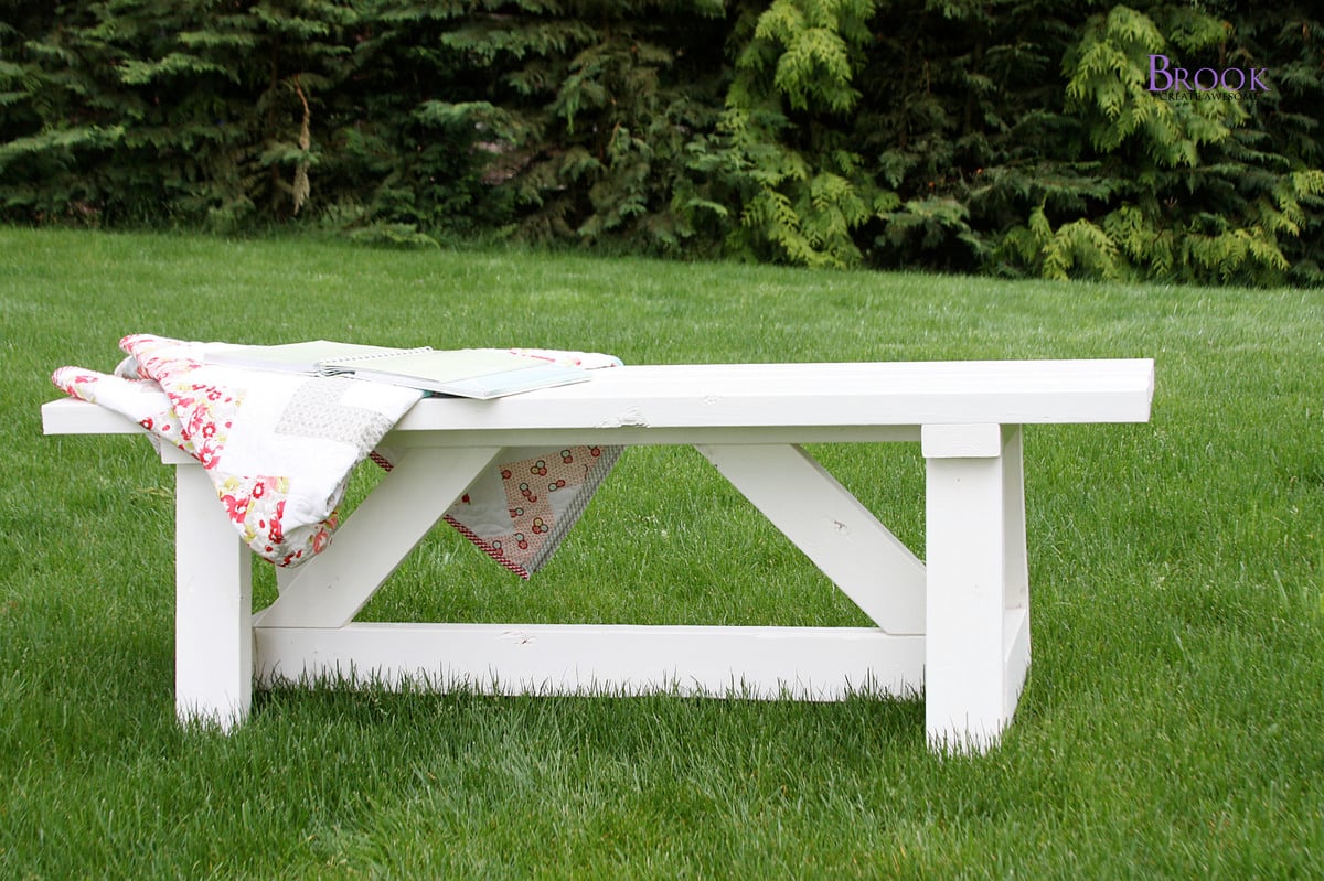 outdoor wood bench farmhouse style