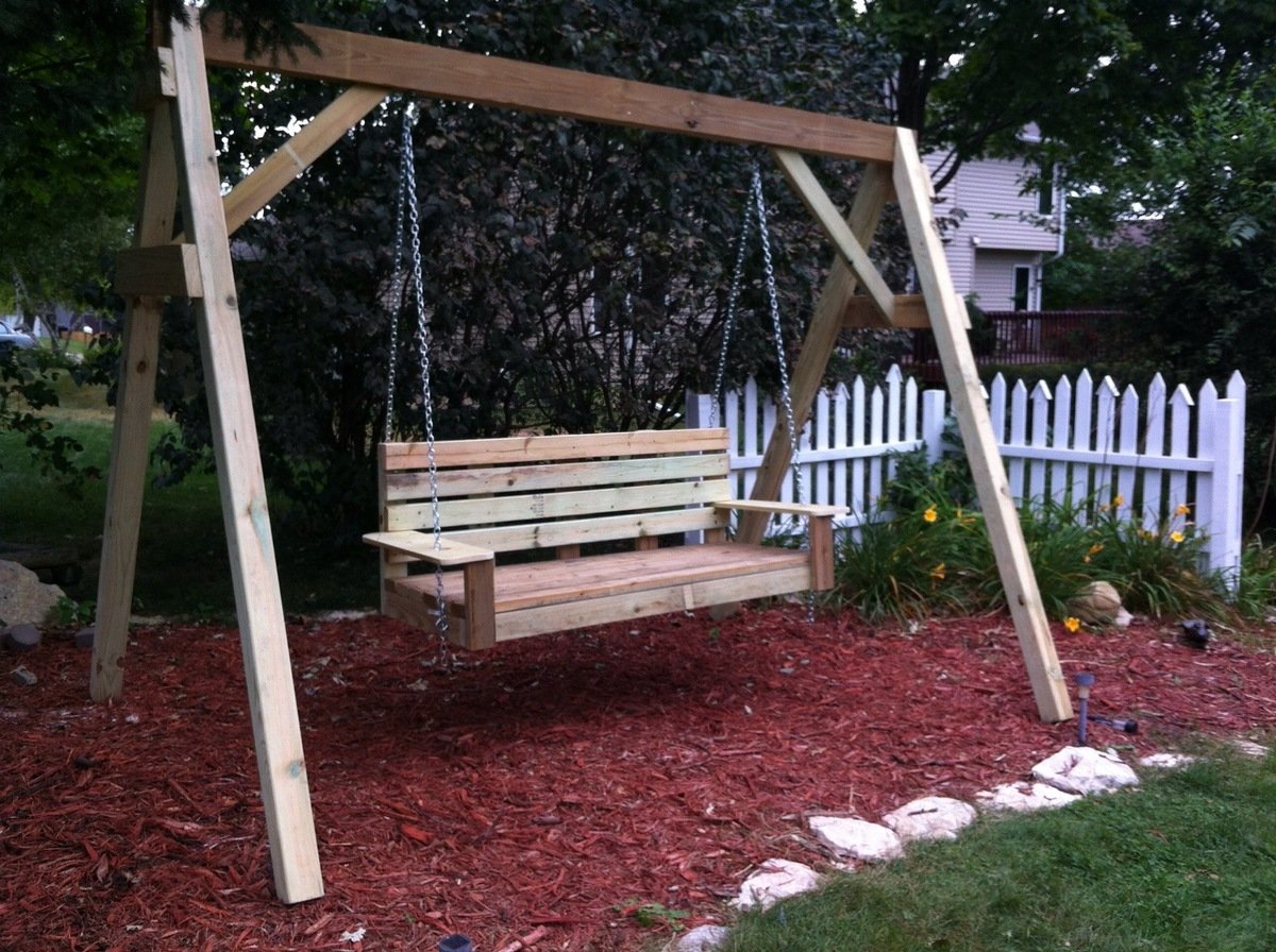Build DIY How to build a-frame porch swing stand PDF Plans Wooden 