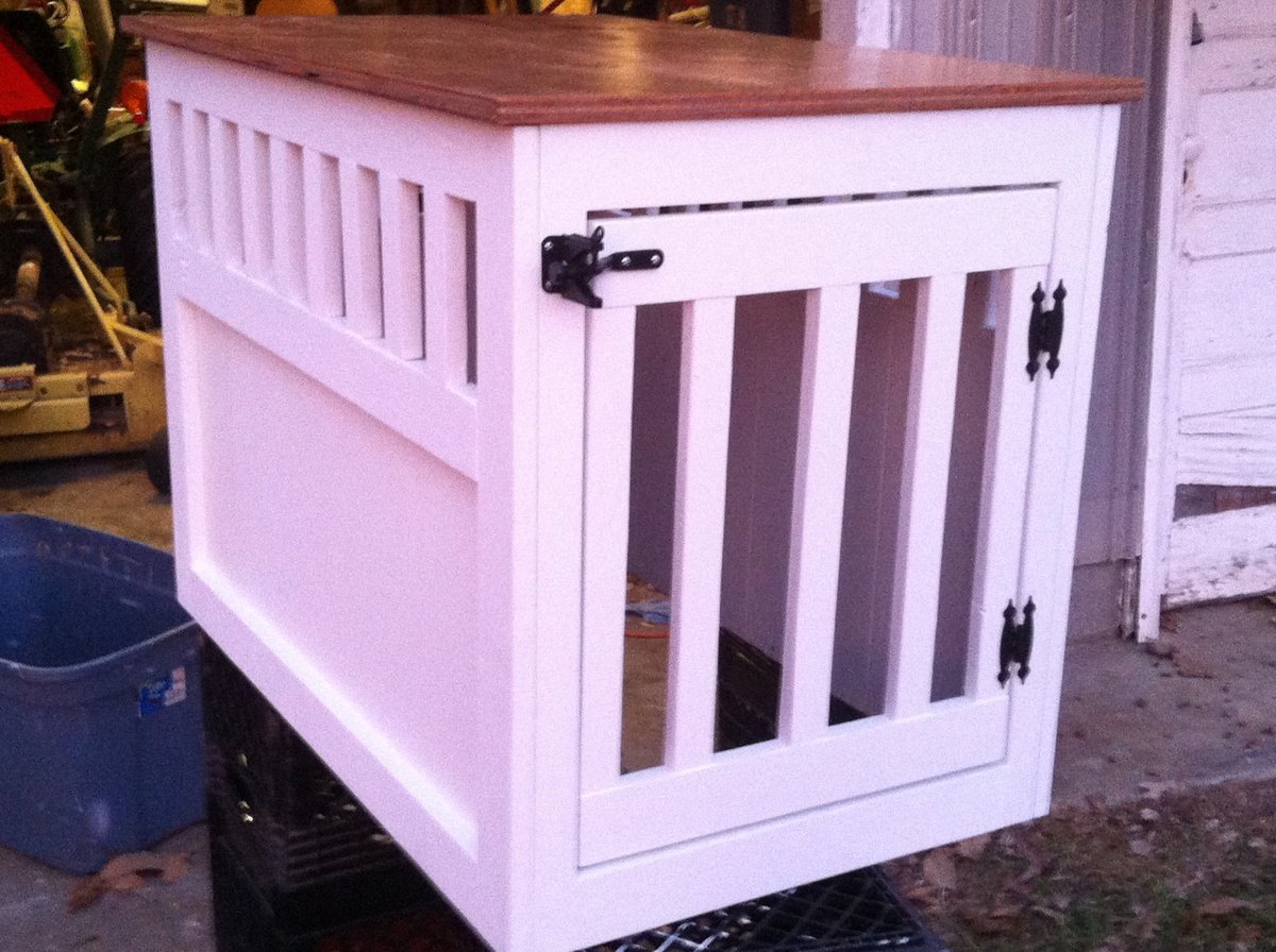 Wooden Dog Crate End Table