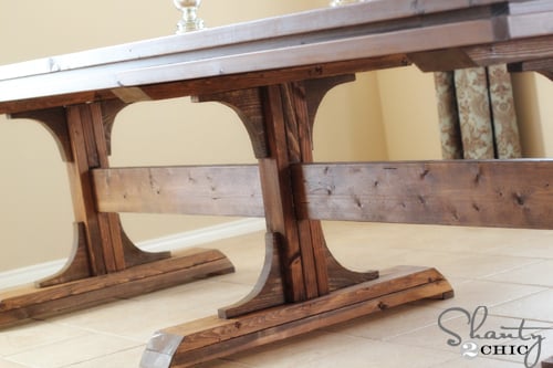 triple pedestal farmhouse table medium wood stain