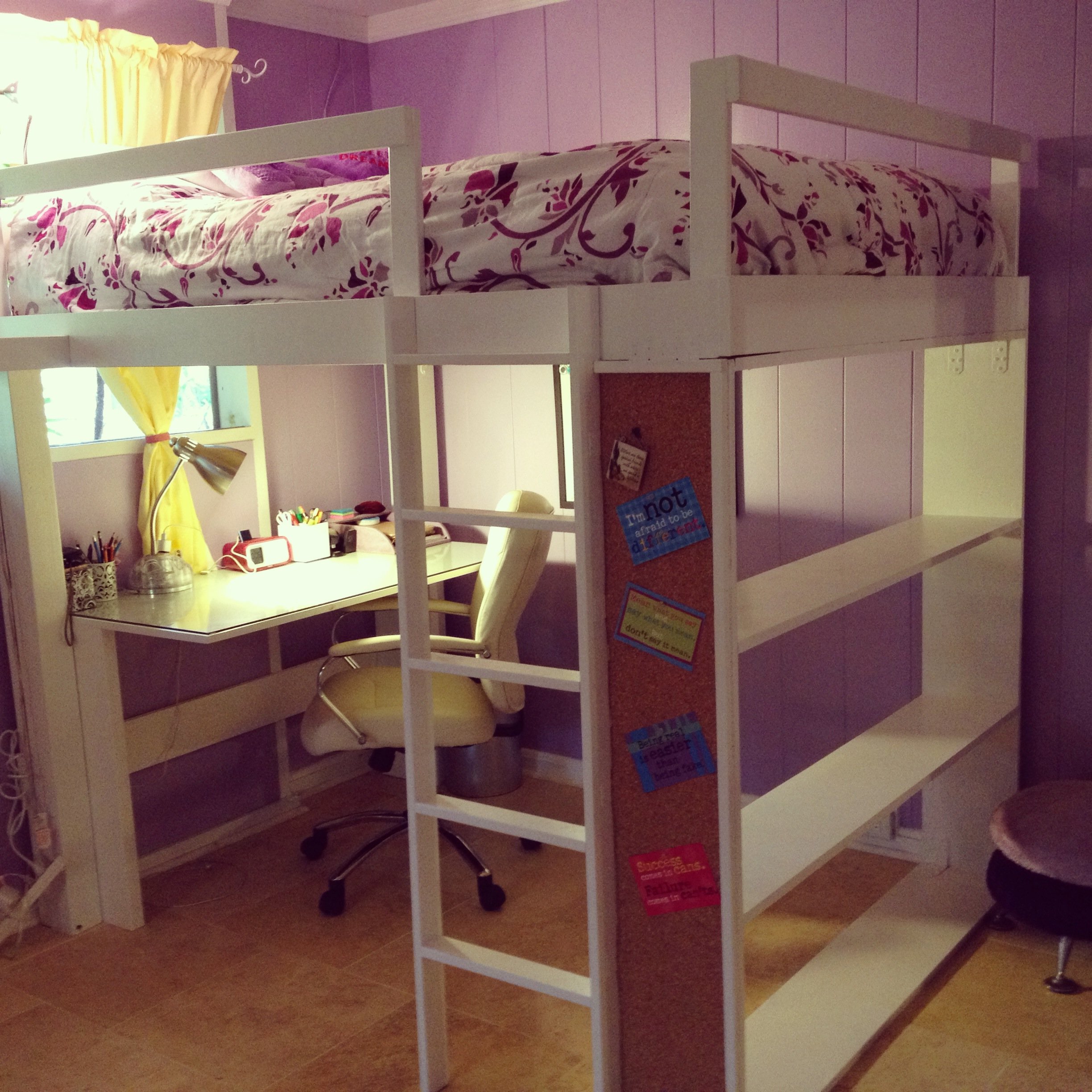 Teen Girl Loft Bed with Desk