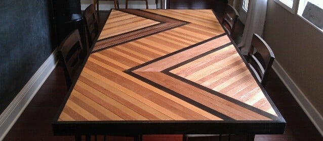 chevron patterned dining table top 