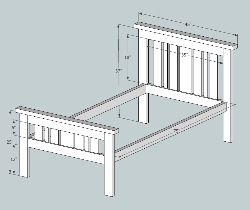  2x4 Misson Style Bed  Free and Easy DIY Project and Furniture Plans