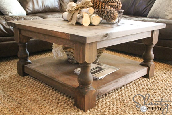 square coffee table pottery barn knock off plans