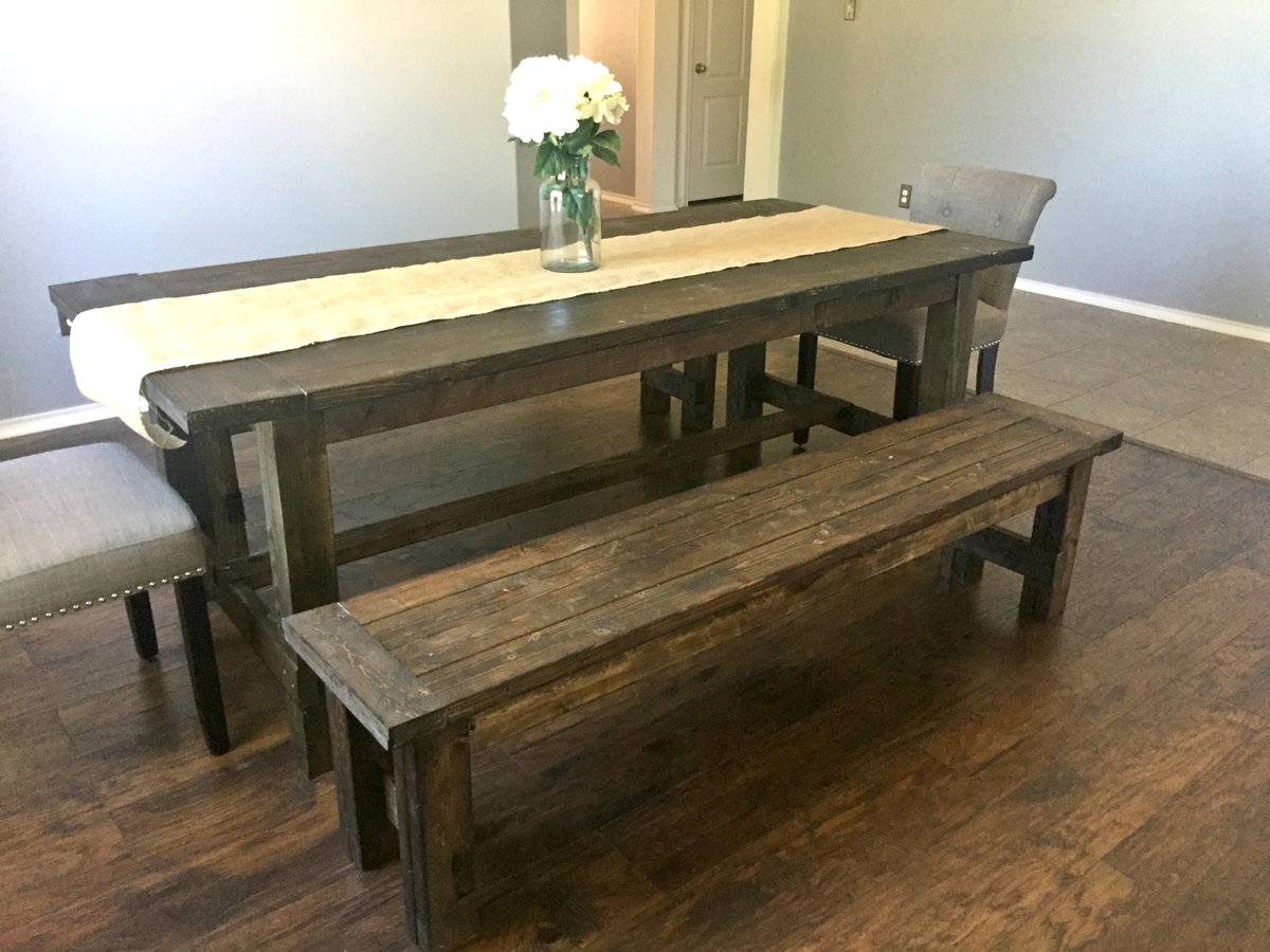 Ana White | Farmhouse Dining Room Table with Benches! - DIY Projects