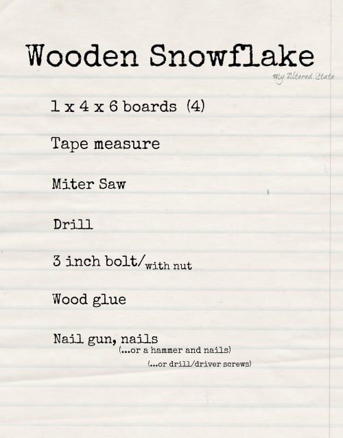 Wooden Snowflake Supply List