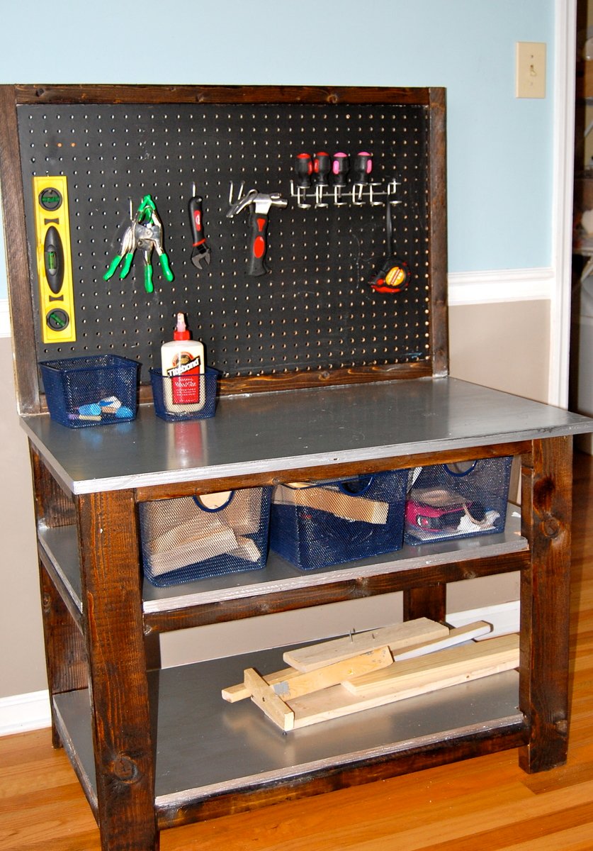made this workbench for my son's 5th birthday. It's a bigger style ...