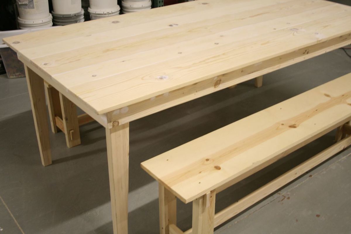 Rustic Farm Table with Bench