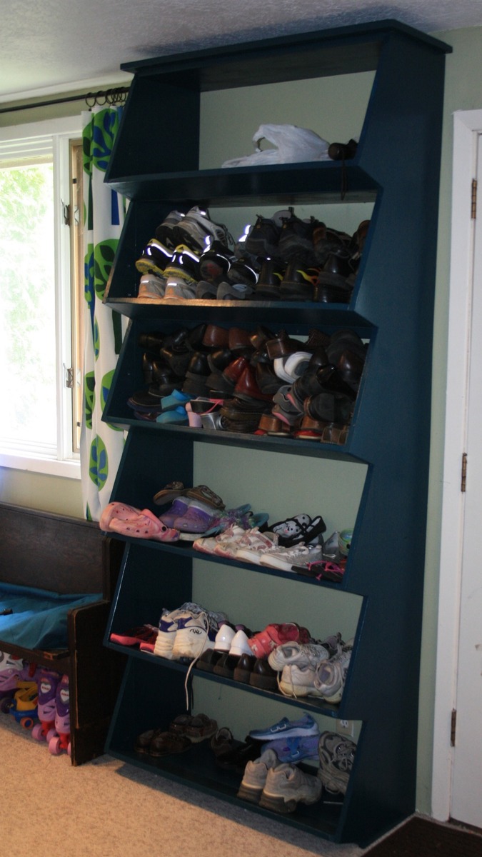 I made this to hold our family's shoes and more just inside the front door.