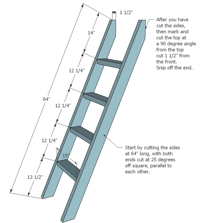 step 4 instructions ladder for the ladder cut two 2x4s
