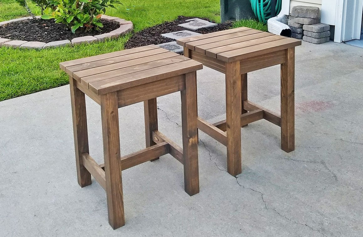 adirondack stools stained a chocolate brown