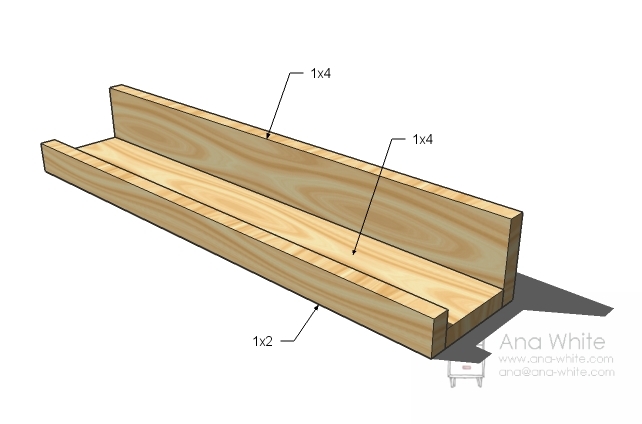 For an eight foot long ledge all you need is two 1x4s and a 1 2