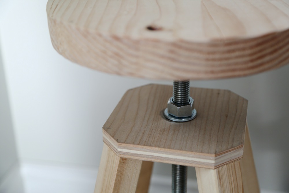 Adjustable Height Wood and Metal Stool