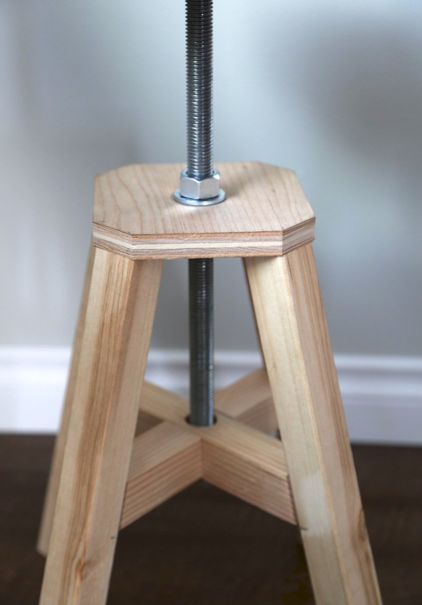Adjustable Height Wood and Metal Stool