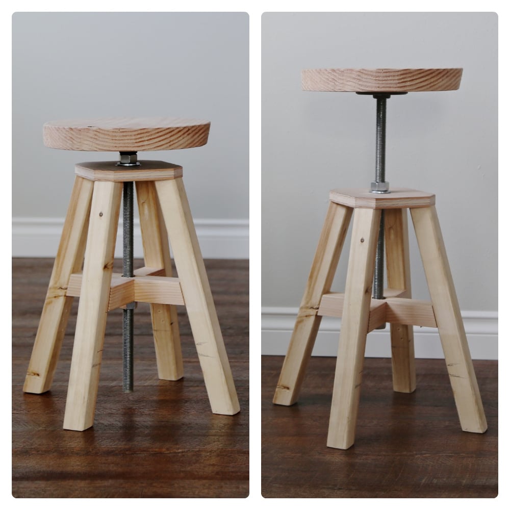 Adjustable Height Wood And Metal Stool, How To Build Bar Stools Out Of Wood