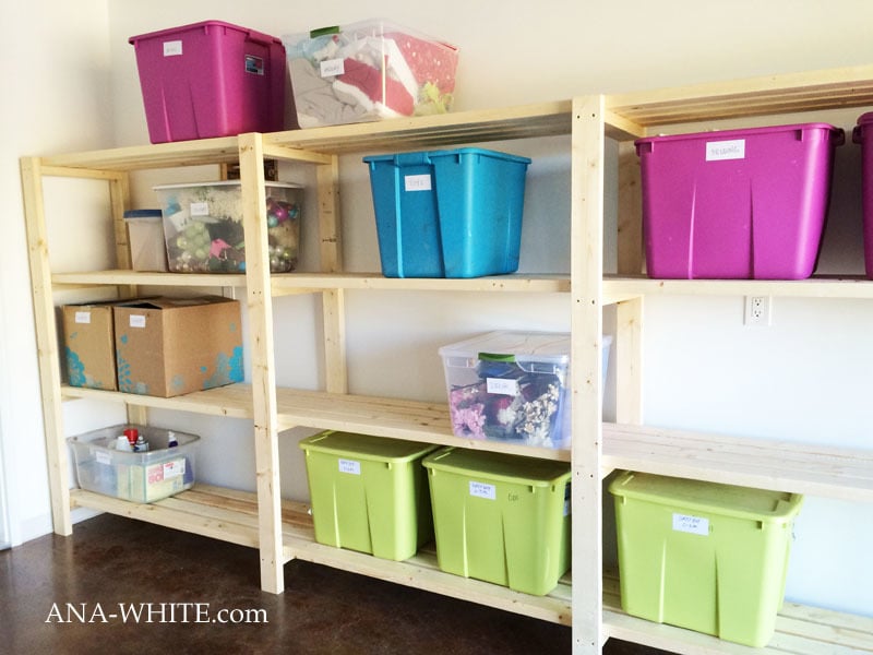 garage shelving with totes