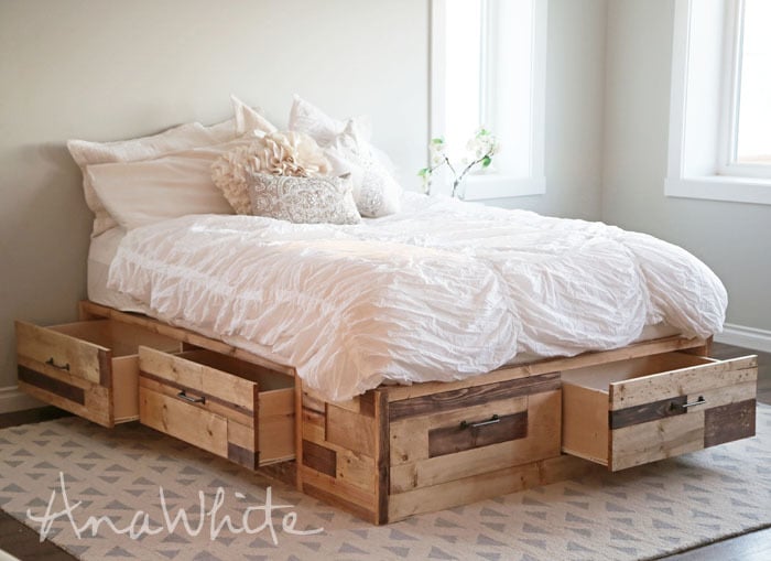 Brandy S Wood Storage Bed With, Queen Size Bed With Drawers Underneath Plans
