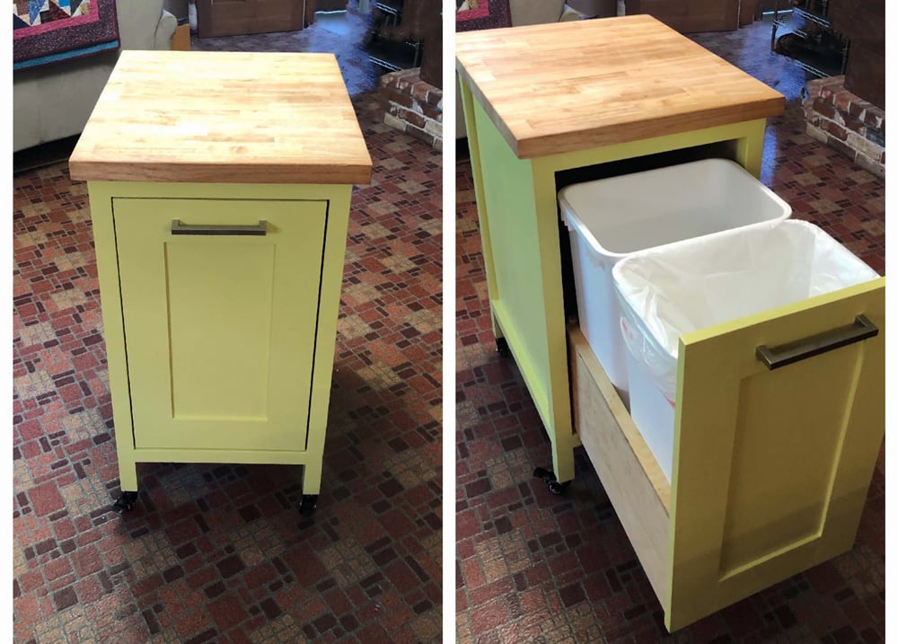 double pull out trash kitchen island