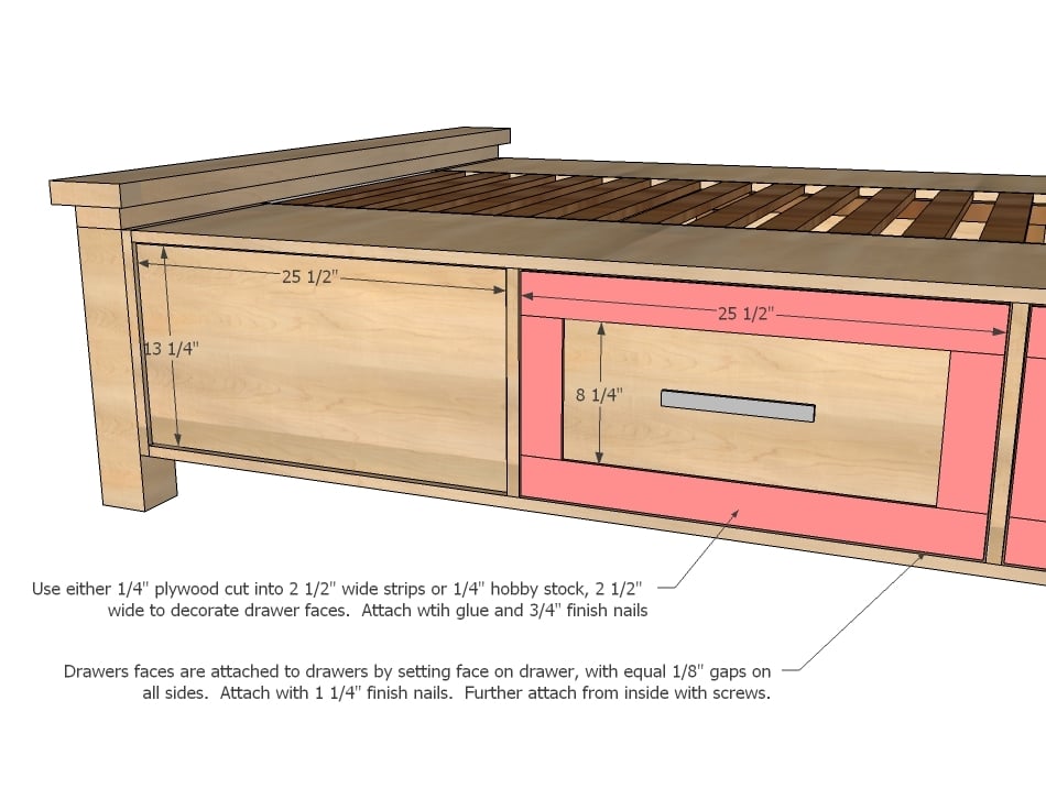 Bed with Storage Drawers Plans