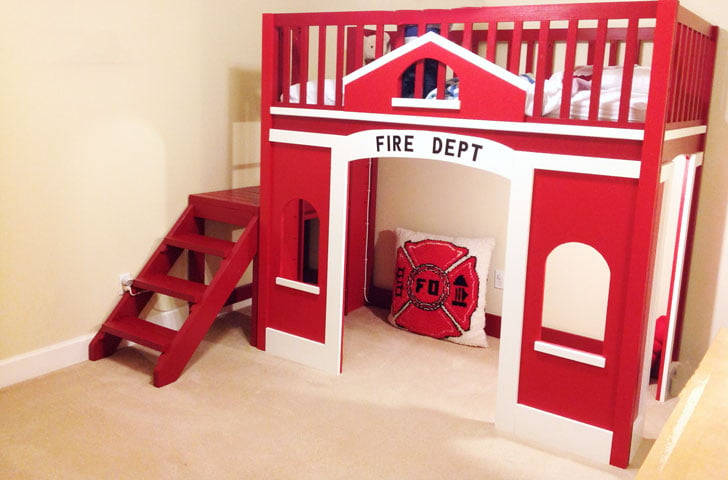 fire station loft bed fireman bedroom theme