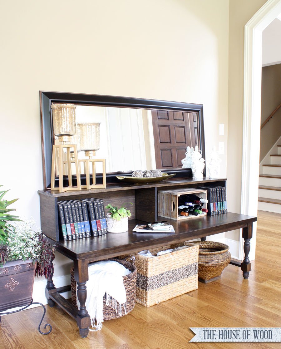 deep console table bench with hutch free plans