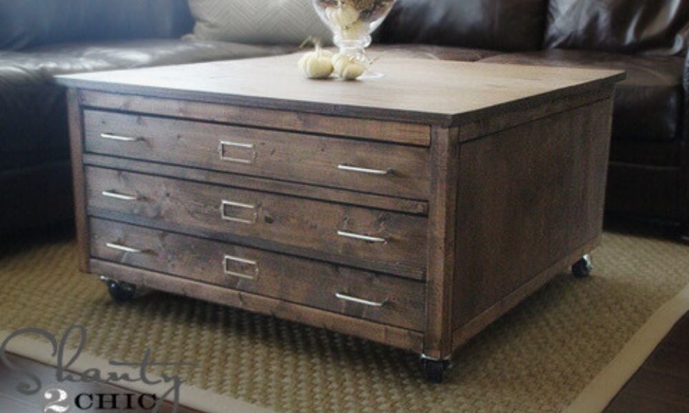 diy square coffee table with drawers