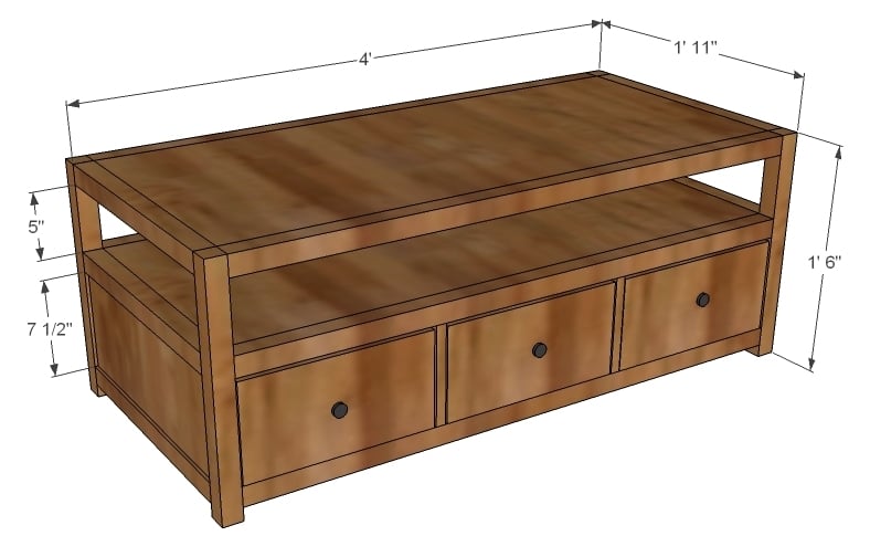 Wooden Coffee Table Plans And Measurements PDF Plans