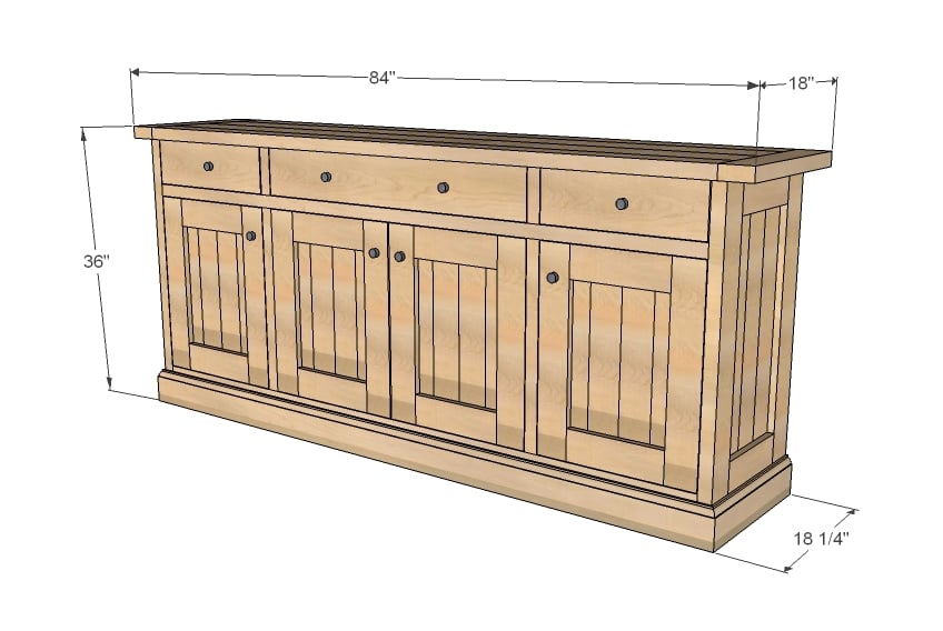 planked wood sideboard free plans