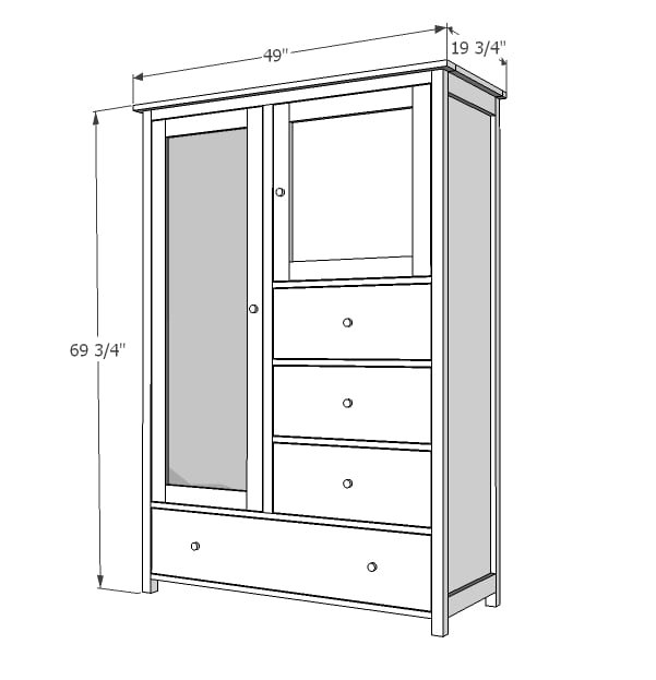 ... Mirrored Door Wardrobe | Free and Easy DIY Project and Furniture Plans