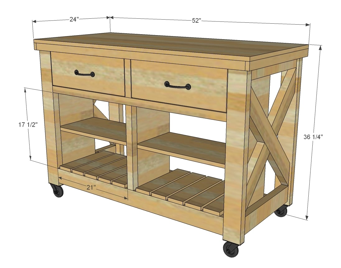 dimensions for rustic C kitchen island