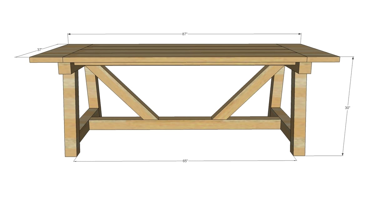 truss beam table dimensions