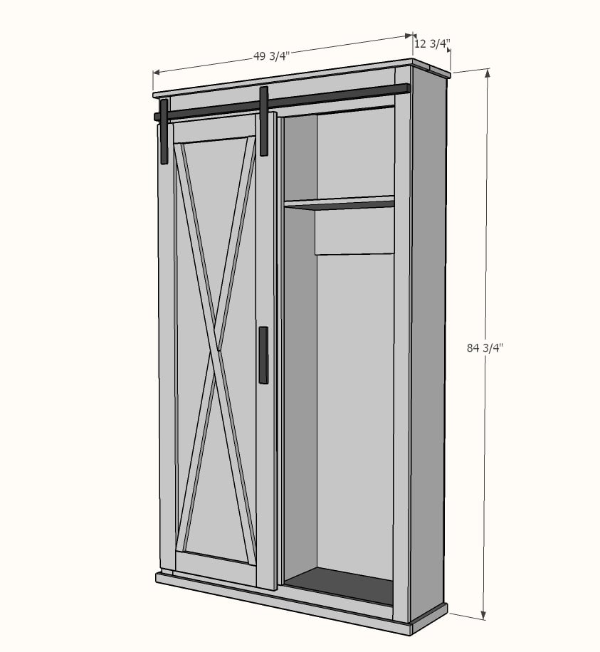 barn door cabinet with hooks free woodworking plans dimensions