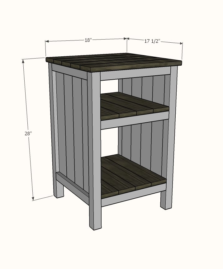 bedside table with shelves dimensions