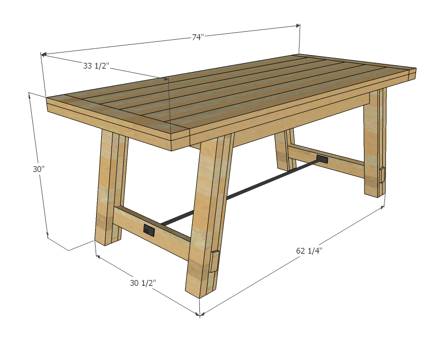 dimensions diagram for modern farmhouse table