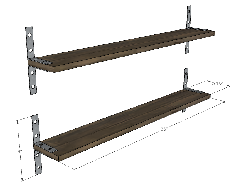 Wood Wall Shelves with Brackets
