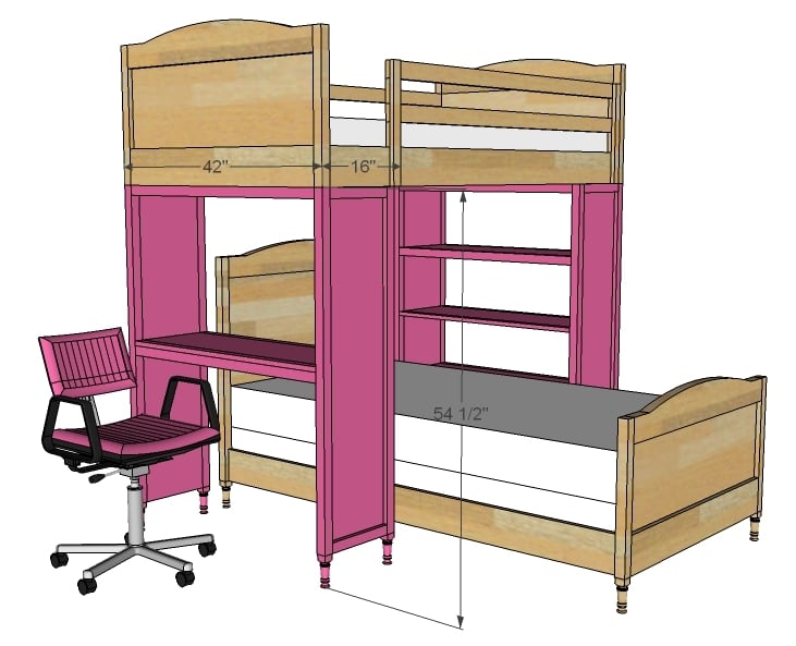 Ana White | Build a Chelsea Bunk Bed System Desk or Bookshelf ...