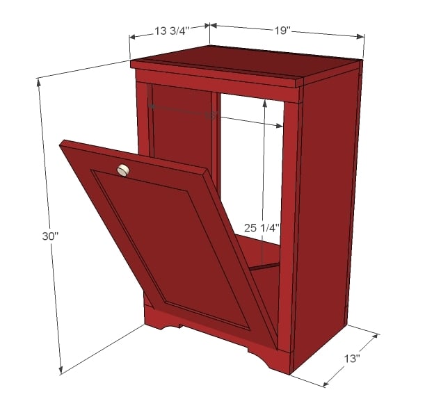 Dimensions shown above. Fits trash can less than 16" wide x 22" high x 
